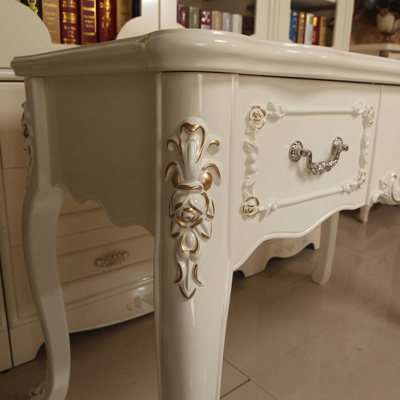 Chanté公式｜ワークデスク アンティーク風 彫刻 シャビーシック