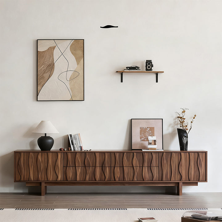 Elégant Moderne｜テレビ台 木目調 波型デザイン