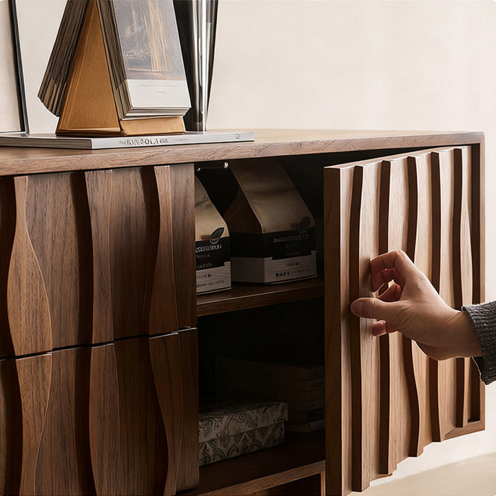 Elégant Moderne｜テレビ台 木目調 波型デザイン