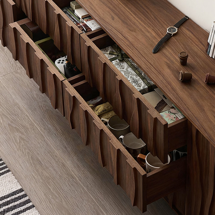 Elégant Moderne｜テレビ台 木目調 波型デザイン