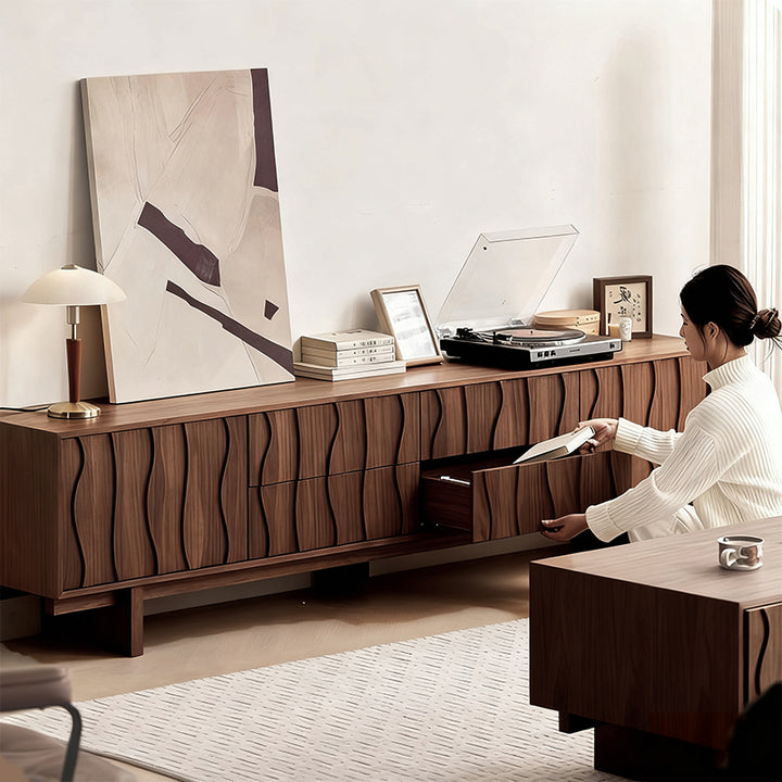 Elégant Moderne｜テレビ台 木目調 波型デザイン