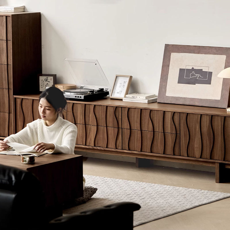 Elégant Moderne｜テレビ台 木目調 波型デザイン