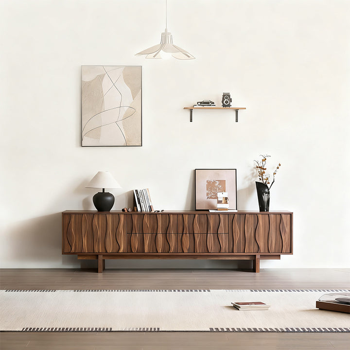 Elégant Moderne｜テレビ台 木目調 波型デザイン